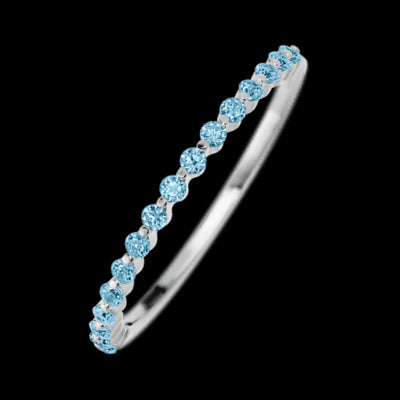 14K White Gold band with 15 Round Aqua Diamond having TCW-.22