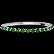 14K White Gold band with 15 Round Green Diamond having TCW-.22