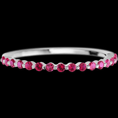 14K White Gold band with 15 Round Ruby having TCW-.22