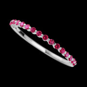 14K White Gold band with 15 Round Ruby having TCW-.22