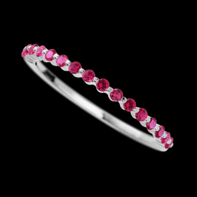 14K White Gold band with 15 Round Ruby having TCW-.22