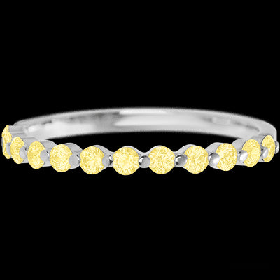 14K White Gold band with 12 Round Light Yellow Sapphire having TCW-.36