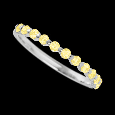 14K White Gold band with 12 Round Light Yellow Sapphire having TCW-.36
