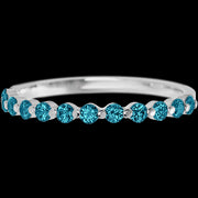 14K White Gold band with 12 Round Ocean Blue Diamond having TCW-.36