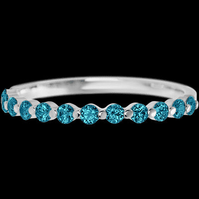14K White Gold band with 12 Round Ocean Blue Diamond having TCW-.36