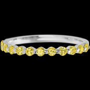 14K White Gold band with 12 Round Yellow Sapphire having TCW-.36