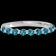 14K White Gold band with 10 Round Ocean Blue Diamond having TCW-.5