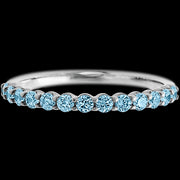 14K White Gold band with 13 Round Aqua Diamond having TCW-.39