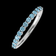 14K White Gold band with 13 Round Aqua Diamond having TCW-.39