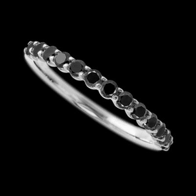 14K White Gold band with 13 Round Black Diamond having TCW-.39