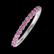 14K White Gold band with 13 Round Pink Sapphire having TCW-.39
