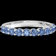 14K White Gold band with 11 Round Denim Sapphire having TCW-.77
