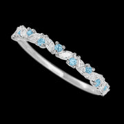 14K White Gold band with alternating 9 Round Aqua Diamond and 8 Marquise Lab Grown Diamond having TCW-.38