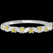 14K White Gold band with alternating 9 Round Yellow Sapphire and 8 Marquise Lab Grown Diamond having TCW-.38