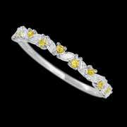 14K White Gold band with alternating 9 Round Yellow Sapphire and 8 Marquise Lab Grown Diamond having TCW-.38
