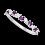14K White Gold band with alternating 7 Round Purple Diamond and 6 Marquise Lab Grown Diamond having TCW-.81