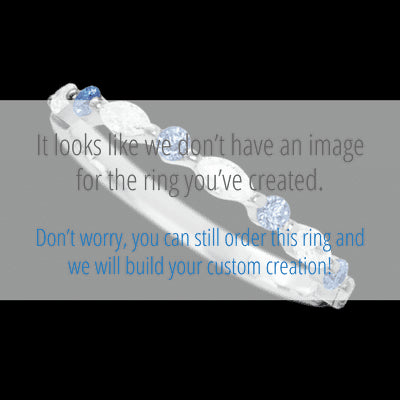 14K White Gold band with alternating 4 Round Denim Sapphire and 5 Marquise Lab Grown Diamond having TCW-.47