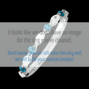 14K White Gold band with alternating 4 Round Ocean Blue Diamond and 5 Marquise Lab Grown Diamond having TCW-.47