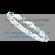 14K White Gold band with alternating 4 Round Ocean Blue Diamond and 5 Marquise Lab Grown Diamond having TCW-.47