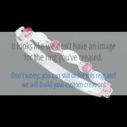 14K White Gold band with alternating 4 Round Ruby and 5 Marquise Lab Grown Diamond having TCW-.47