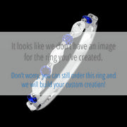 14K White Gold band with alternating 4 Round Sapphire and 5 Marquise Lab Grown Diamond having TCW-.47
