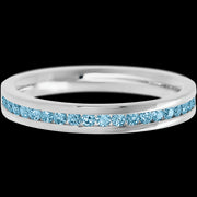 14K White Gold band with 21 Round Aqua Diamond having TCW-.32