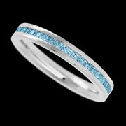 14K White Gold band with 21 Round Aqua Diamond having TCW-.32