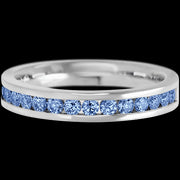 14K White Gold band with 15 Round Denim Sapphire having TCW-.45