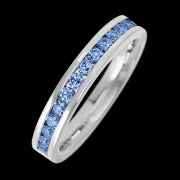14K White Gold band with 15 Round Denim Sapphire having TCW-.45