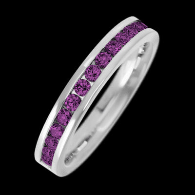 14K White Gold band with 15 Round Purple Diamond having TCW-.45