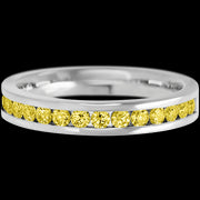 14K White Gold band with 15 Round Yellow Sapphire having TCW-.45