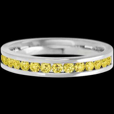 14K White Gold band with 15 Round Yellow Sapphire having TCW-.45