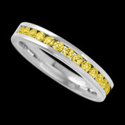 14K White Gold band with 15 Round Yellow Sapphire having TCW-.45