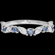 14K White Gold band with alternating 6 Round Denim Sapphire and 5 Marquise Lab Grown Diamond having TCW-.68