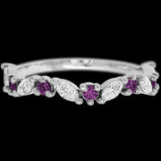 14K White Gold band with alternating 6 Round Purple Diamond and 5 Marquise Lab Grown Diamond having TCW-.68