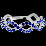 14K White Gold band with 46 Round Sapphire having TCW-.69