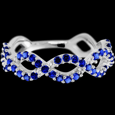 14K White Gold band with 46 Round Sapphire having TCW-.69