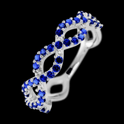 14K White Gold band with 46 Round Sapphire having TCW-.69