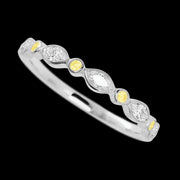 14K White Gold band with alternating 4 Round Light Yellow Sapphire and 5 Marquise Lab Grown Diamond having TCW-.56