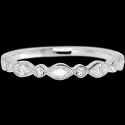 14K White Gold band with 4 Round and 5 Marquise Lab Grown Diamond having TCW-.56