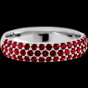 14K White Gold band with 52 Round Dark Ruby having TCW-.78