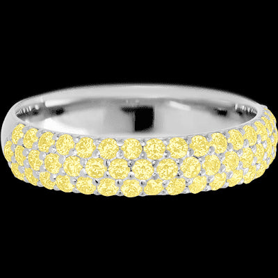 14K White Gold band with 52 Round Light Yellow Sapphire having TCW-.78
