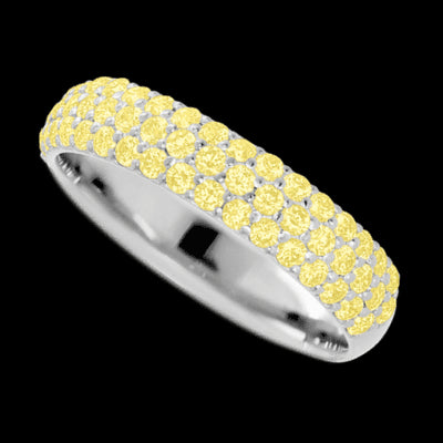 14K White Gold band with 52 Round Light Yellow Sapphire having TCW-.78