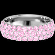 14K White Gold band with 46 Round Light Pink Sapphire having TCW-1.38