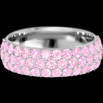 14K White Gold band with 46 Round Light Pink Sapphire having TCW-1.38