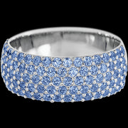 14K White Gold band with 88 Round Denim Sapphire having TCW-1.32