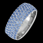 14K White Gold band with 88 Round Denim Sapphire having TCW-1.32