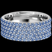 14K White Gold band with 93 Round Denim Sapphire having TCW-1.4
