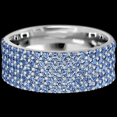 14K White Gold band with 93 Round Denim Sapphire having TCW-1.4