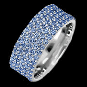 14K White Gold band with 93 Round Denim Sapphire having TCW-1.4